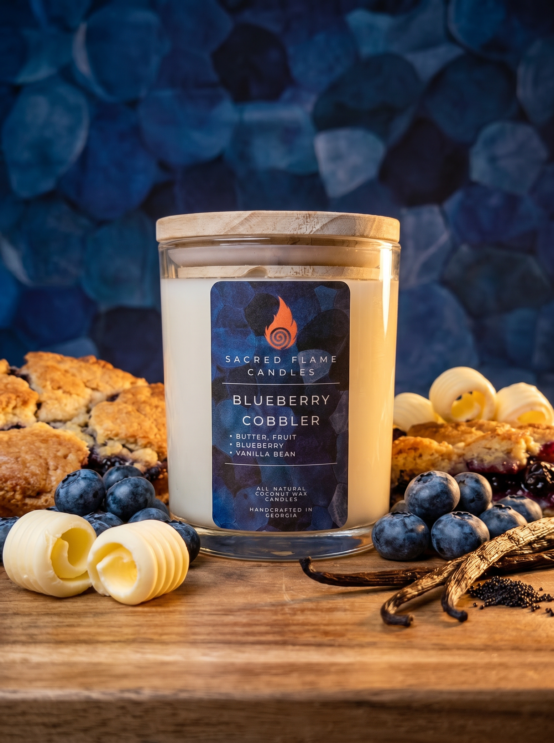 Blueberry Cobbler Candle – Sacred Flame Coconut Soy Candles